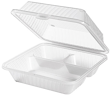 1107/230 Re-usable Container, 3 compartments, high lid