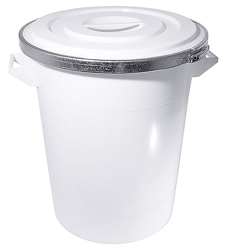 Bin with clamped lid